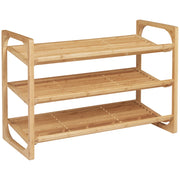 Scarpiera a 3 Ripiani in Legno di Bambù Naturale Portascarpe Salvaspazio per Casa e Ingresso 9 Paia 76 x 33 x 51 cm