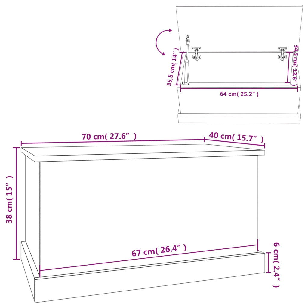 Contenitore Grigio Cemento 70x40x38 cm in Legno Multistrato CFW3417475