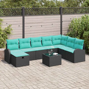 Set Divano da Giardino con cuscino 9 pcs Nero Poly Rattan 3360477