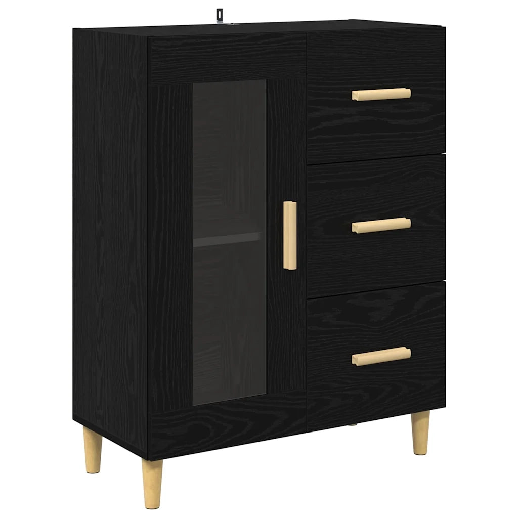 Credenza | Madia | Buffet da pranzo | Armadio da pranzo Rovere Nero 69,5 x 32,5 x 180 cm Legno multistrato