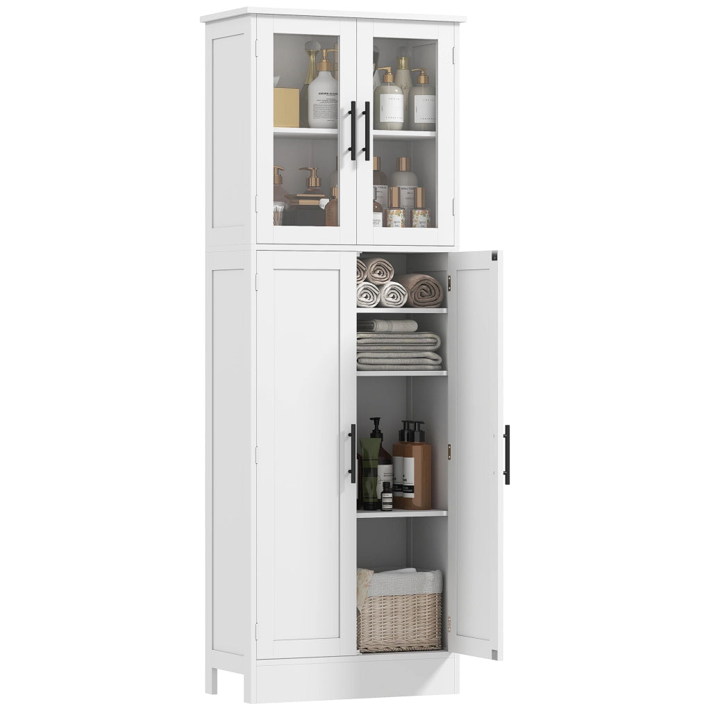 Mobile bagno alto con ante in vetro ¨C Xylo ¨C Bianco, legno, ripiani regolabili, 60x30x170 cm