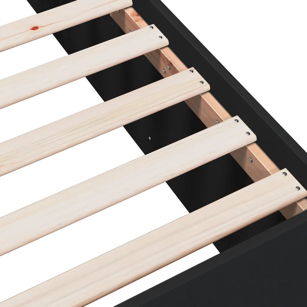 Giroletto-Struttura Letto Nero 100x200 cm in Legno Multistrato 813319