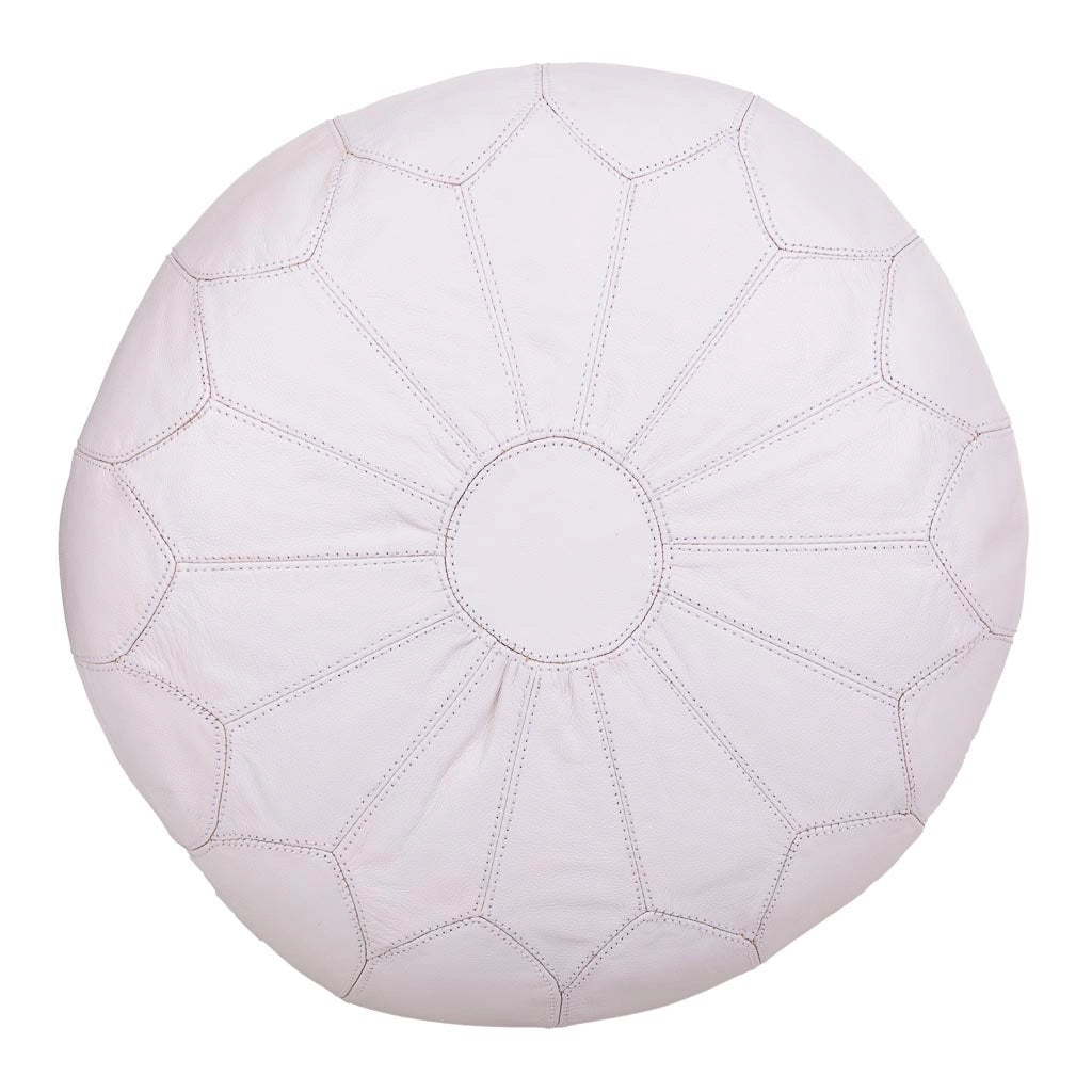 Pouf in pelle bianca 48x48x38h