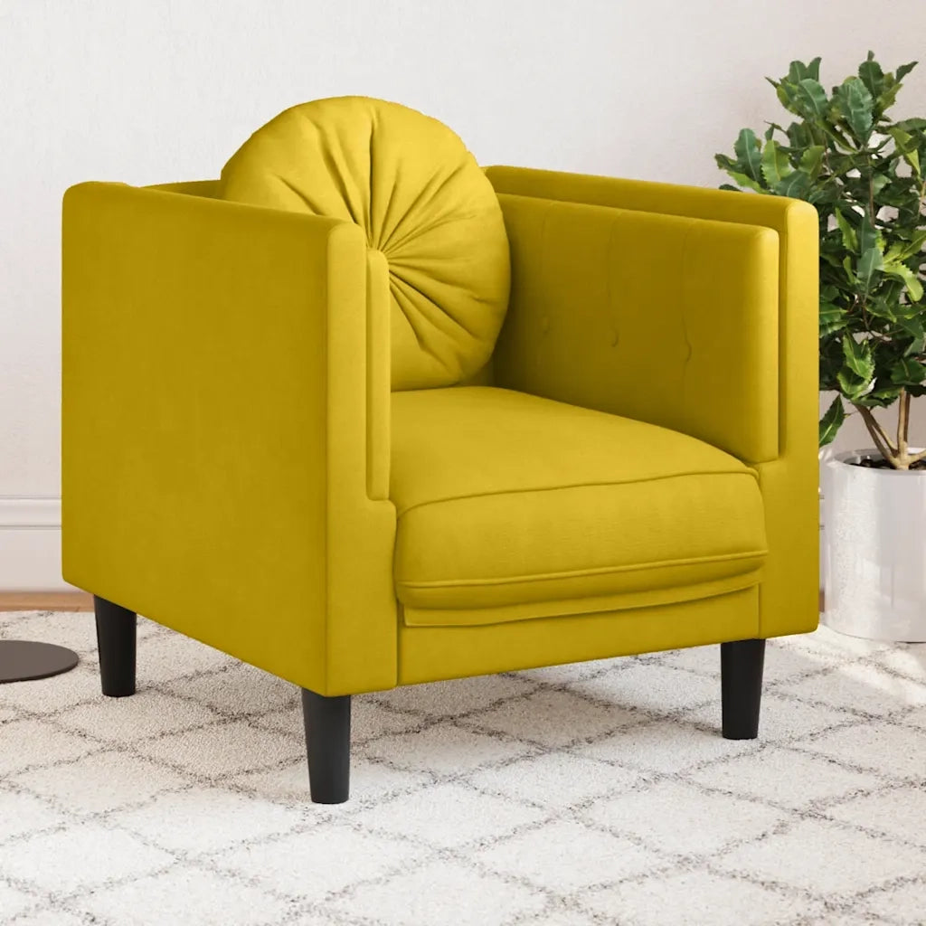 Poltrona | Sedia Relax con Cuscino Giallo in Velluto