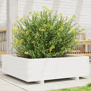 Fioriera da Giardino-Vaso da Esterno Bianca 80x80x26,5cm Legno Massello di Pino