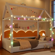 Daybed imbottito con LED, 90x200 cm, beige