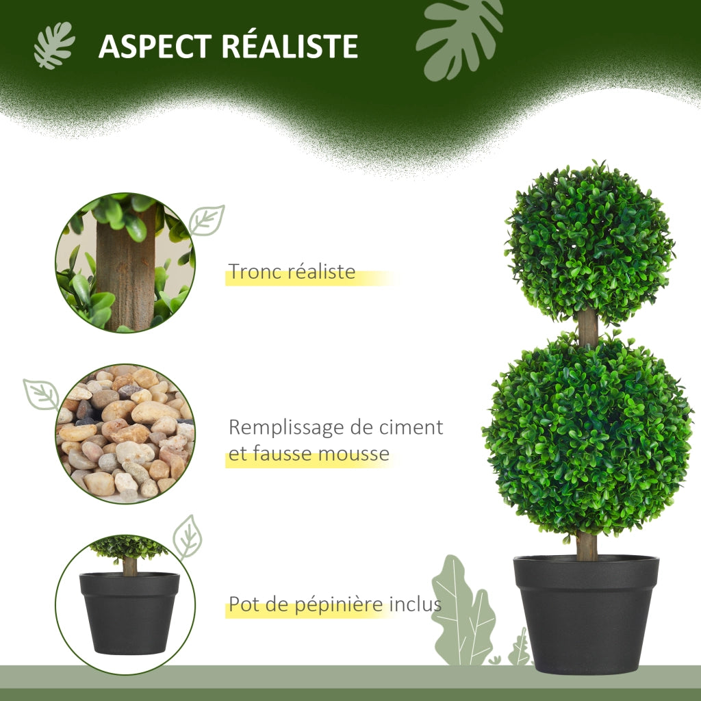 Albero di bosso artificiale ¨C Minimal ¨C 2 pezzi, verde, 60 cm