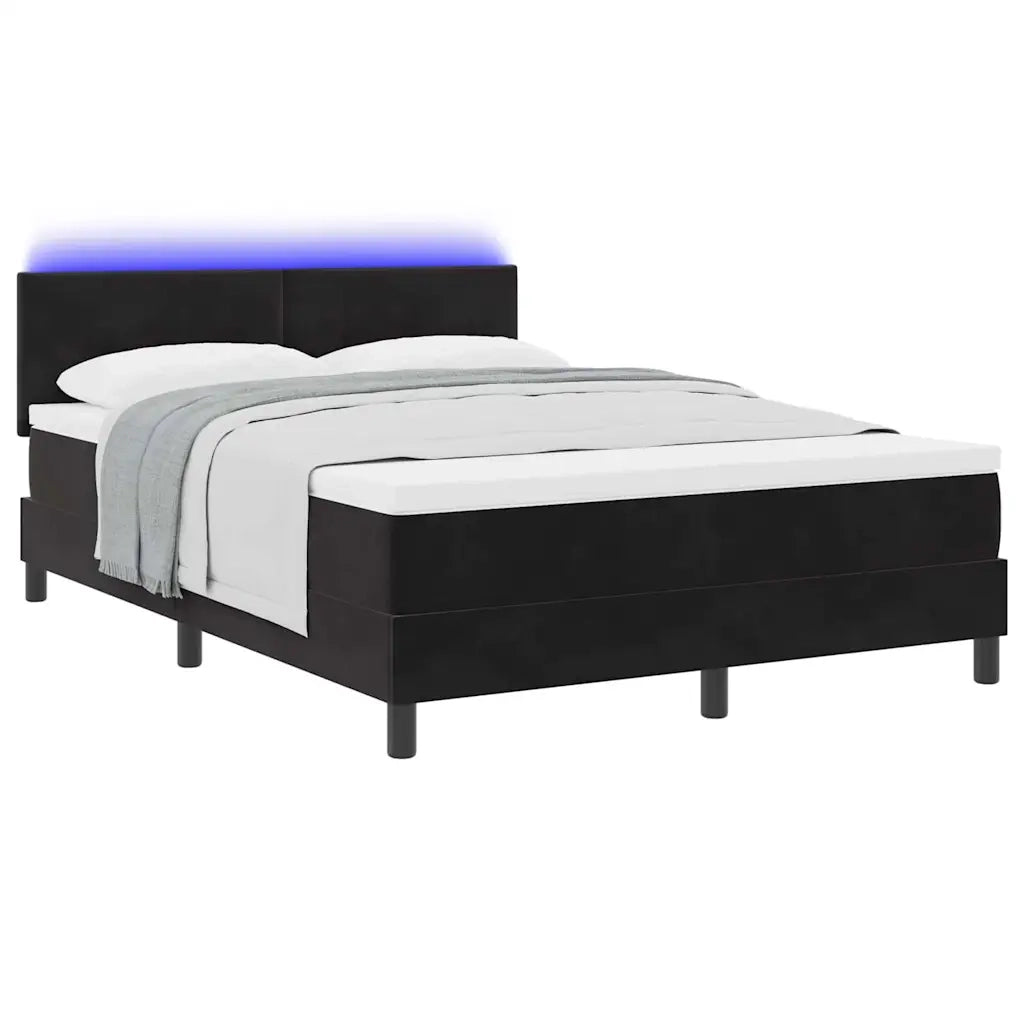 Letto a Sorgente LED con materasso Nero 160 x 200 cm Velluto