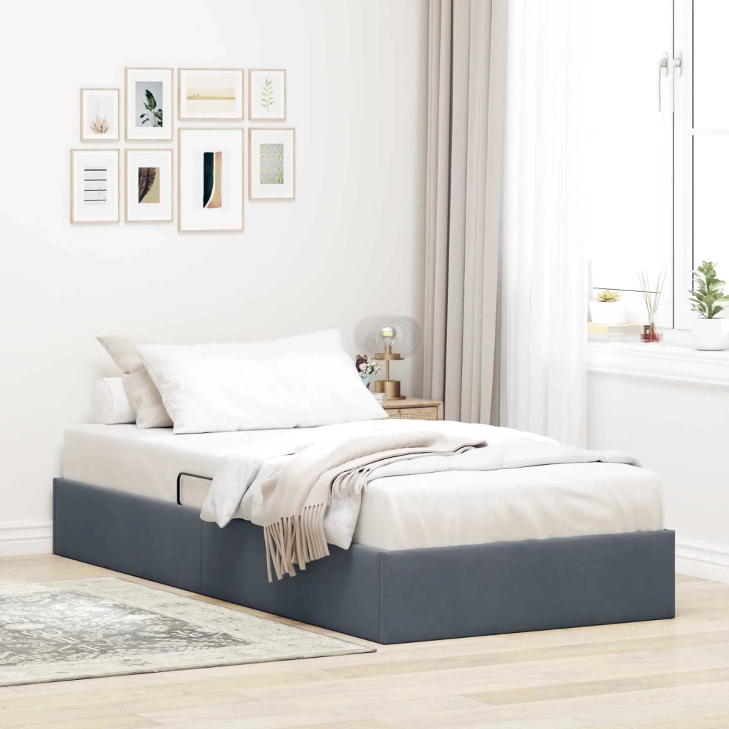 Letto ottomano Grigio Scuro 90 x 190 cm Velluto 3442851