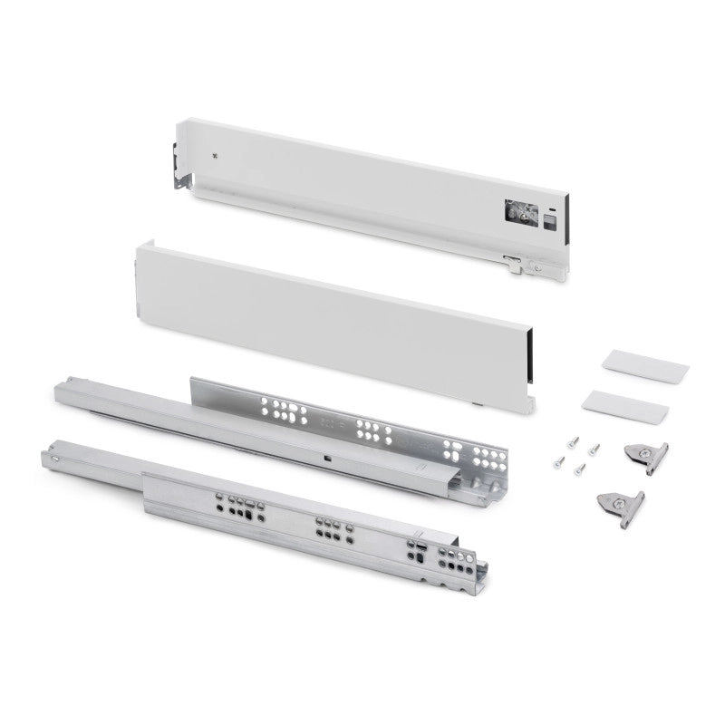Cassetto esterno Vertex con regolazione 3D altezza 93mm, 40kg, profondità 400mm, Acciaio, Verniciato alluminio