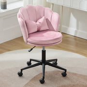 Sedia da scrivania girevole regolabile 55x62x73-83 cm in velluto rosa con cuscino lombare