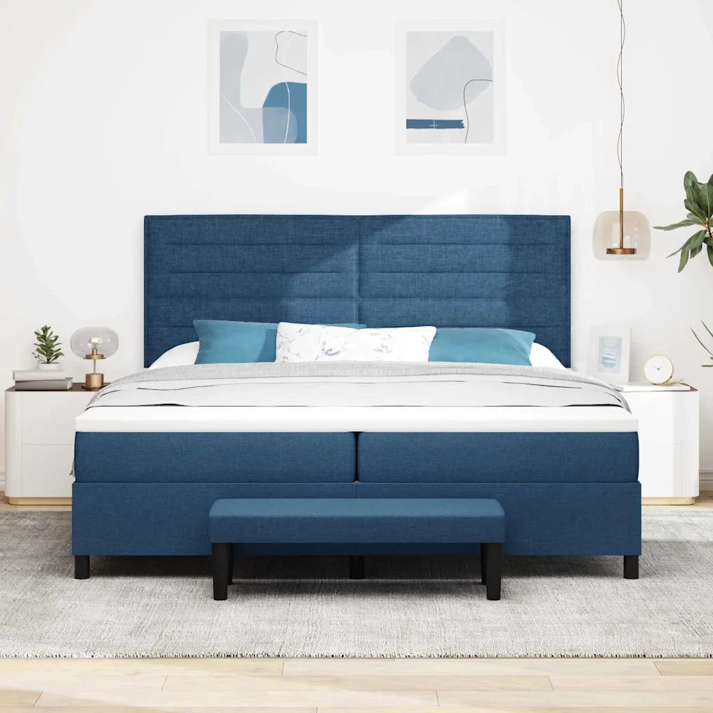 Letto a molle con materasso Blu 200 x 200 cm Tessuto