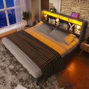 Letto imbottito 140x200 grigio - Xylo - con USB e LED