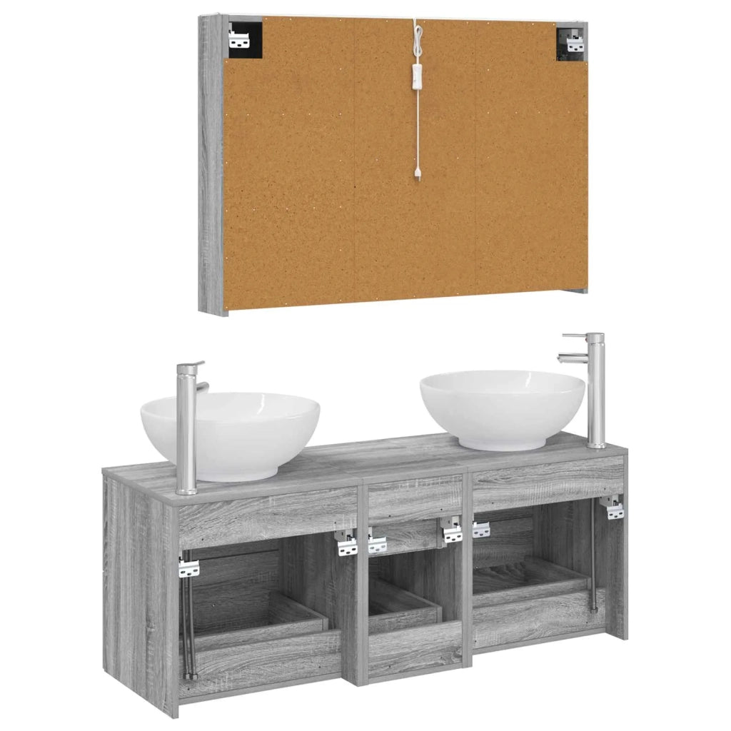 Set di mobili per il bagno 4 pz Sonoma grigio 3406988