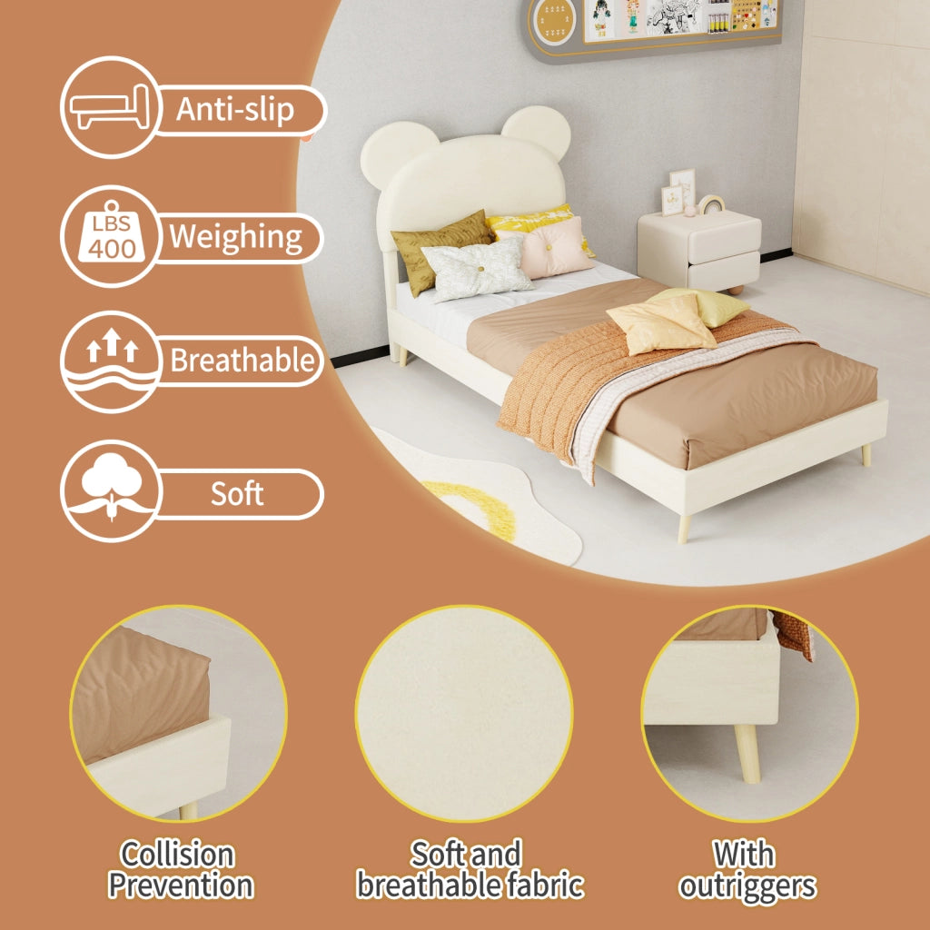 Letto contenitore 90 × 200 cm con testiera imbottita a forma di cartone beige e vano con sollevamento pneumatico