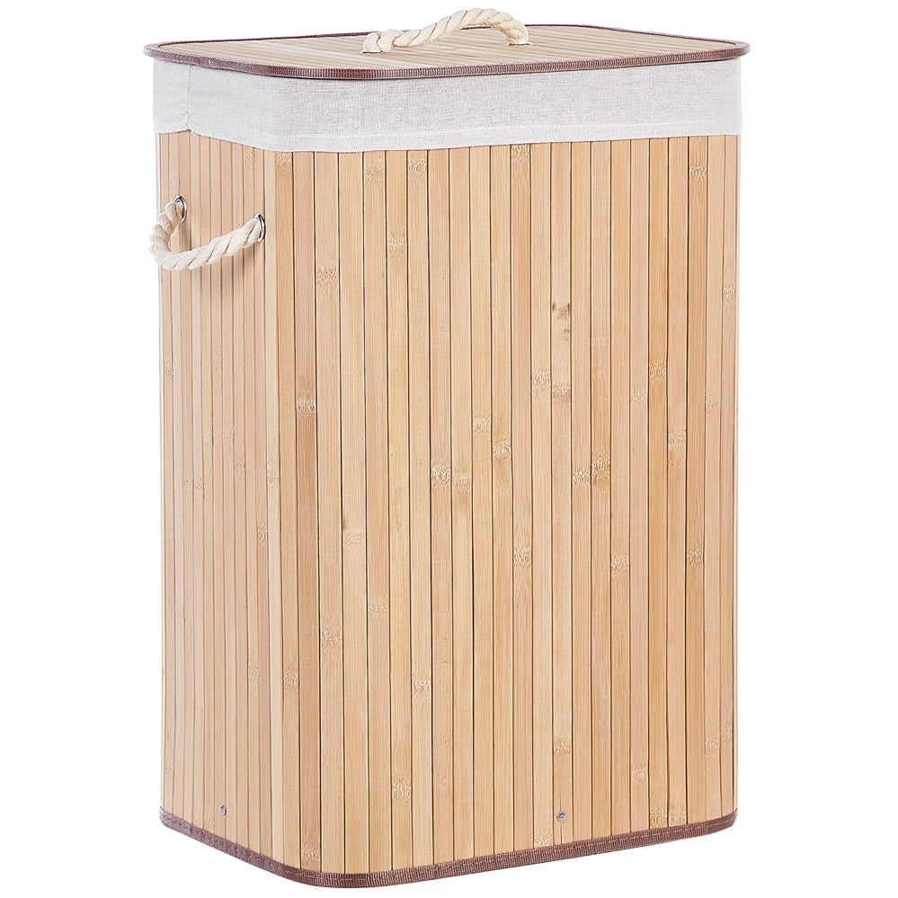 Cestino portaoggetti in bambù marrone chiaro con coperchio Cestino per biancheria Accessori pratici lavanderia bucato