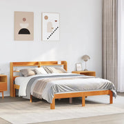 Letto senza Materasso Marrone Cera 135x190 cm in Legno di Pino 3306801