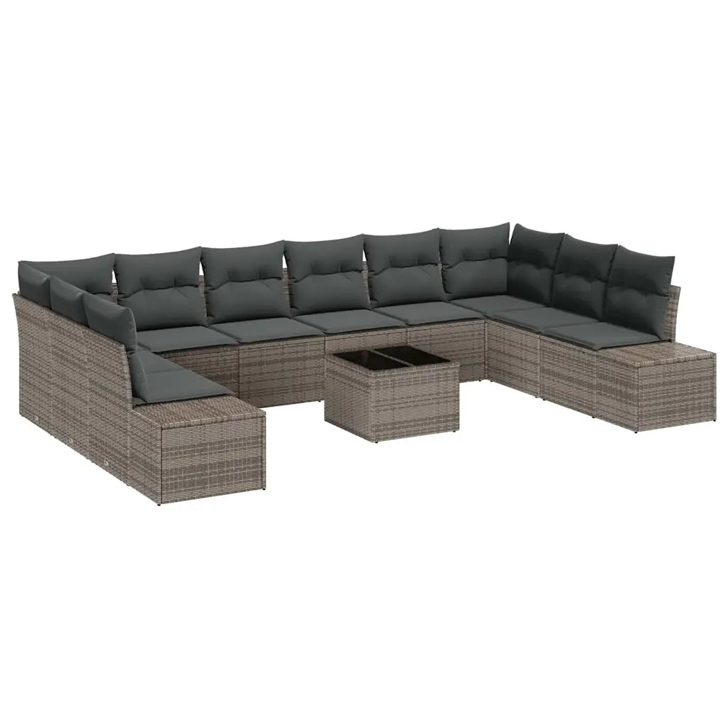 Set Divano da Giardino con cuscino 10 pcs Grigio Polyrattan 3355918