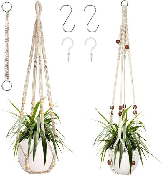 Set di appoggio per piante in macramé da 2 - Sostegno per piante appeso con estensione per decorazione interna e esterna - Appoggio per piante appeso con 4 ganci 

Modello: 
Dimensioni: 
Materiali: 
Peso: 
Colore: 
Compatibilità: 
Garanzia: