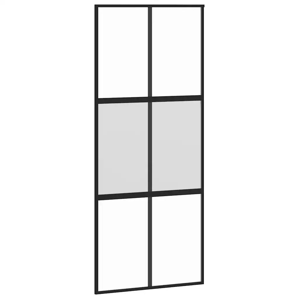 Porta Scorrevole Set Ferramenta Nera 90x205 cm Vetro Temperato 3375884