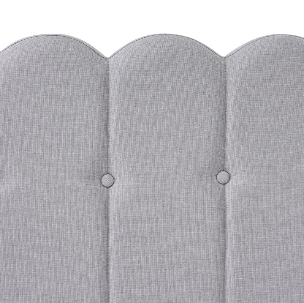 Letto imbottito 140x200 cm in lino grigio con USB e Type-C