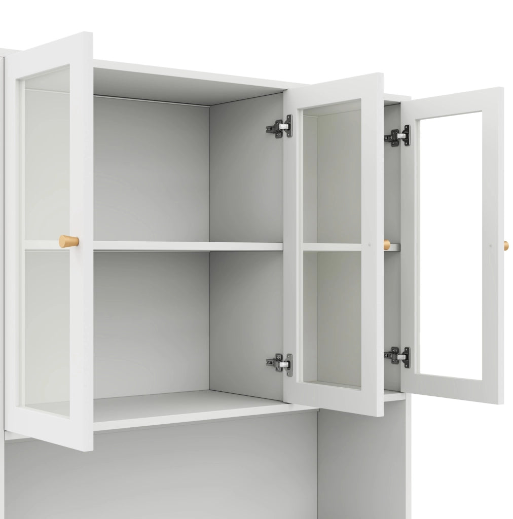 Libreria con vetrina 100x35x200 cm; LED regolabile e 3 ante in MDF bianco