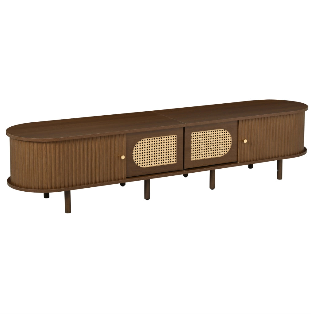 Mobile TV 180x40x40 cm con 2 ante e 2 serrande in MDF rovere scuro