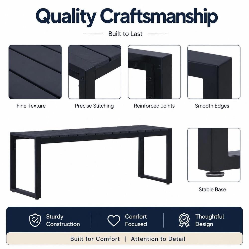 Garden Bench 120.5 Cm PS Board Black