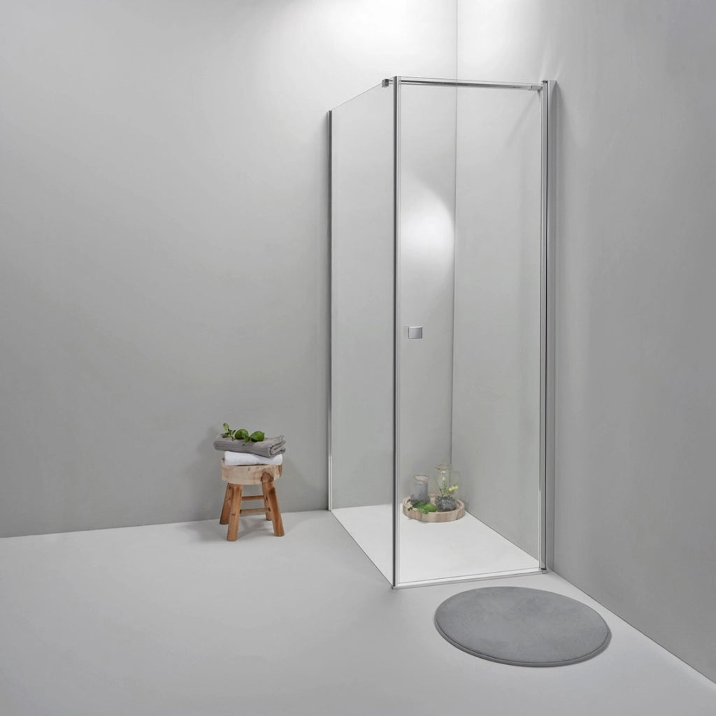Cabina Box Doccia 100x80 Cm Porta Battente con Lato Fisso Trasparente