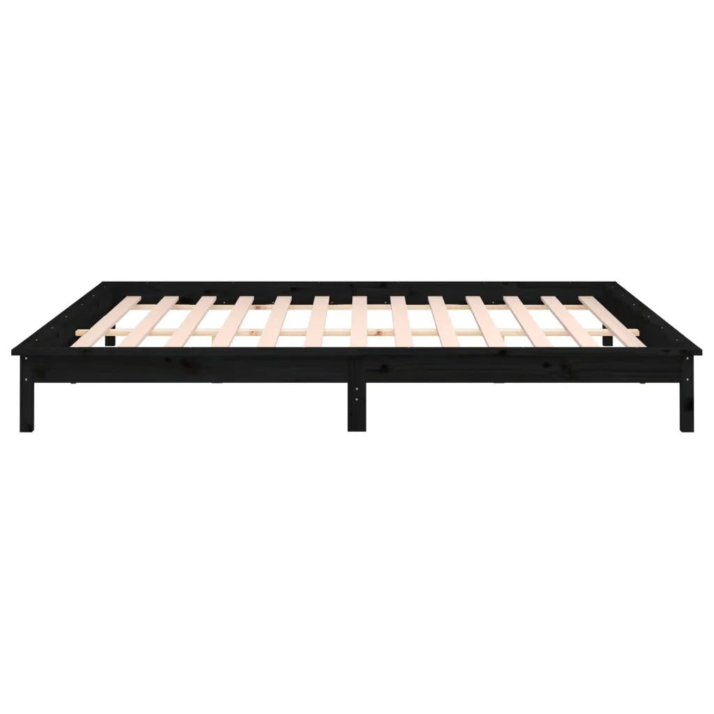 Giroletto LED-Struttura Letto con LED Nero 120x190cm Small Double in Legno Massello