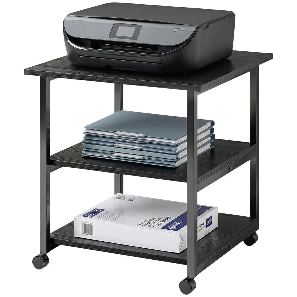 Carrello porta stampante con 3 ripiani e ruote ¨C Xylo ¨C 50x50x52,5 cm