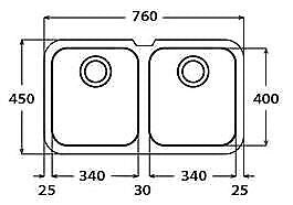 Apell FE4040UBC lavello Lavello sottopiano Rettangolare Acciaio inossidabile
