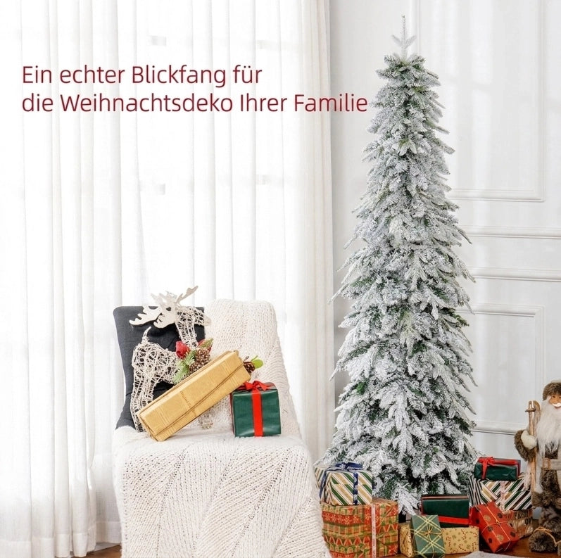 Albero di Natale artificiale 180 cm con 600 rami densi, effetto neve, apertura automatica