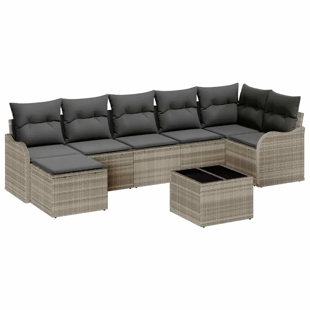 Set Divano da Giardino 8 pcs Grigio chiaro Poly Rattan