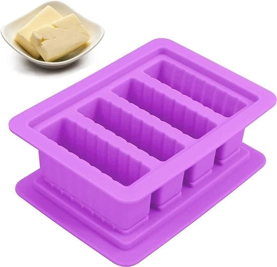 Forma di burro in silicone con coperchio per 4 stecchi