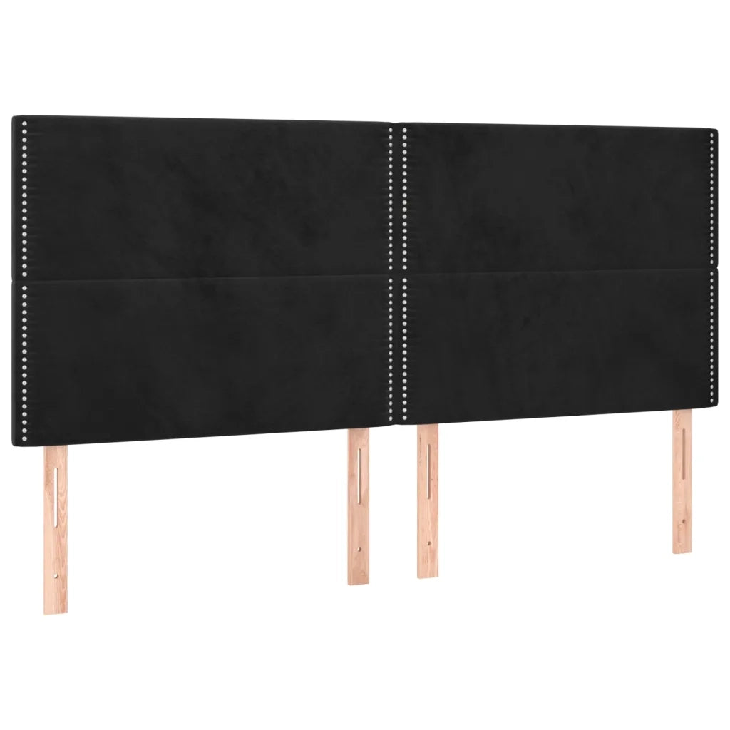 Testiera | Testata Nera 200x5x118/128 cm Velluto