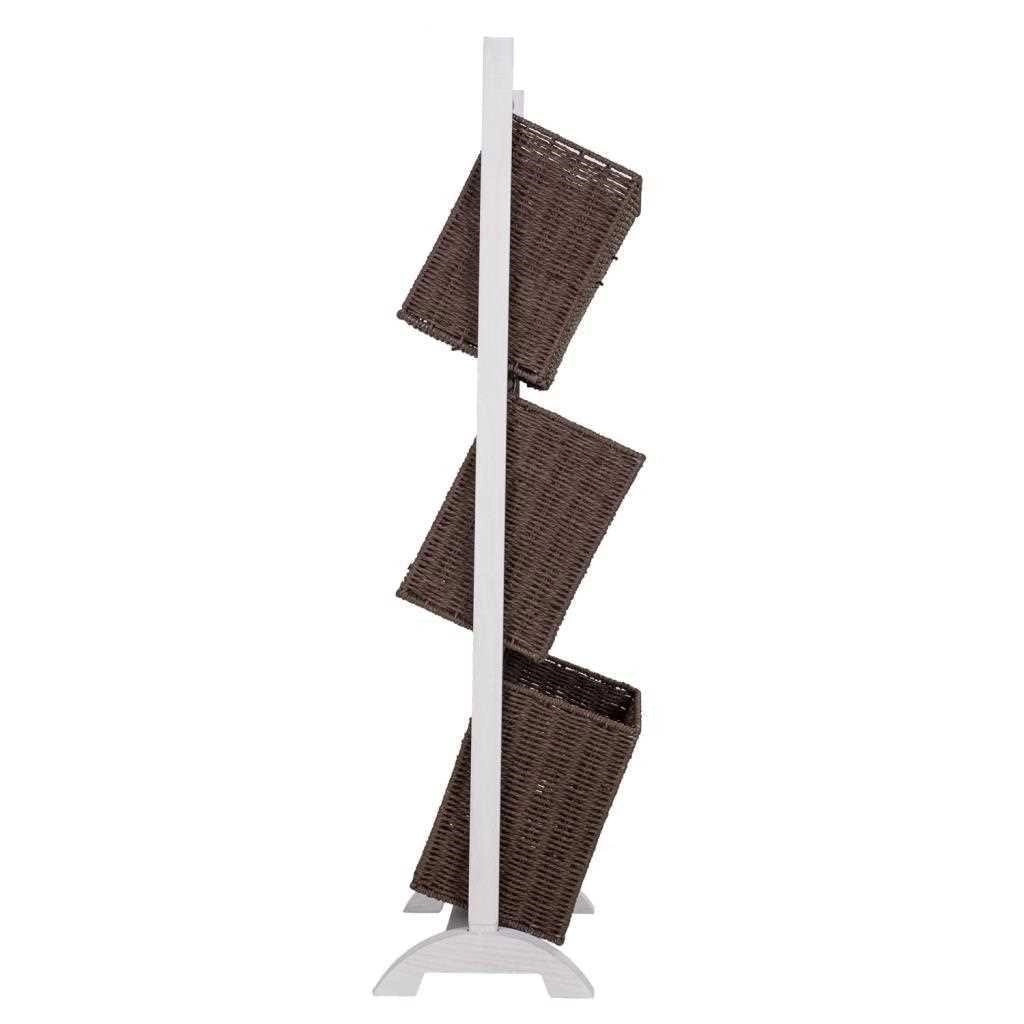 Portariviste con supporto in legno e tre cestelli 37x27x115h