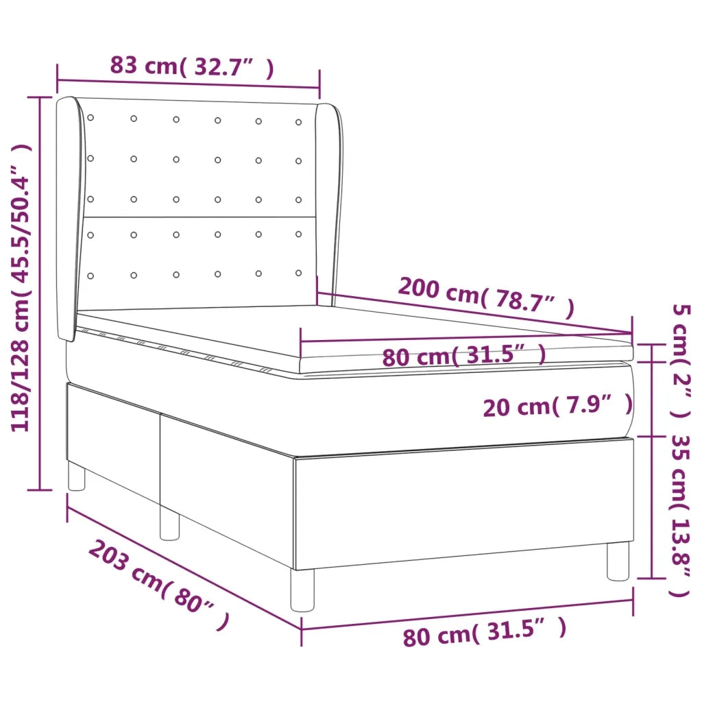 Giroletto a Molle con Materasso-Struttura Letto Grigio Scuro 80x200 cm Velluto 675595