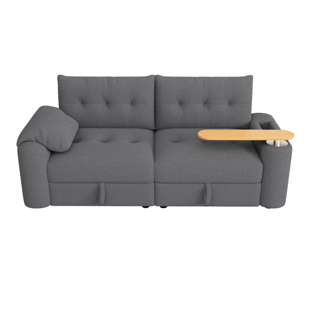 Divano modulare 2-3 posti con contenitore; poggiatesta e tavolino laterale; 207;5 cm; grigio