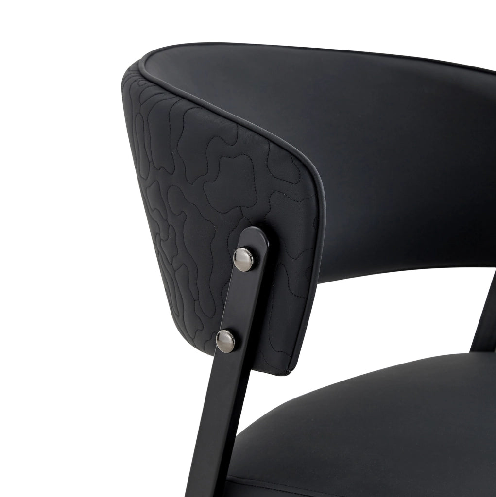 Coppia di sedie da pranzo imbottite nere con struttura in metallo e schienale ergonomico