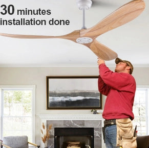 Ventilatore a soffitto in legno naturale 70 pollici senza luce con motore silenzioso DC e sistema di memoria, design moderno per interni ed esterni