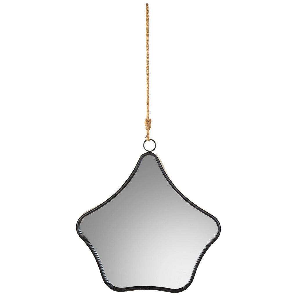 Specchio in metallo e corda marrone 37x3x41,5h