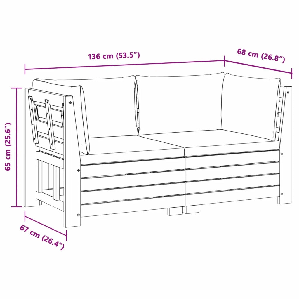 Set di divani da esterno-Sofa da giardino con cuscino 2 Pezzo Marrone 664265