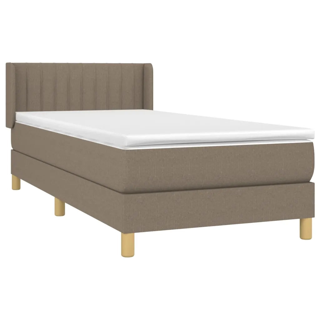 Letto singolo | Letto per adulti | Giroletto a Molle con Materasso Tortora 100x200 cm in Tessuto