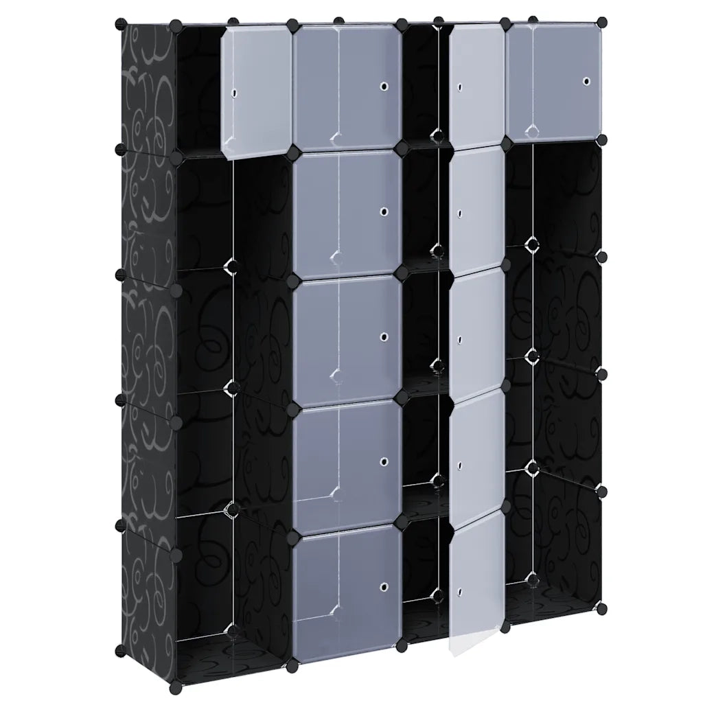 Armadietto Modulare 14 Scomparti Nero e Bianco 37x146x180,5 cm 240499