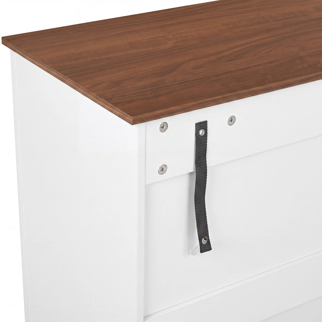 Credenza con 4 ante scanalate; 3 cassetti e maniglie nere in MDF bianco per soggiorno e ingresso 160 × 40 × 75 cm