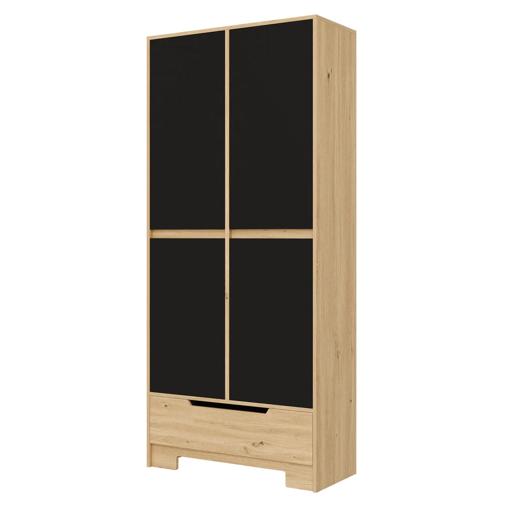 Armadio da cucina alto 80x35x180 cm, con 1 cassetto e ripiani regolabili, mensole su porta, per soggiorno e sala da pranzo