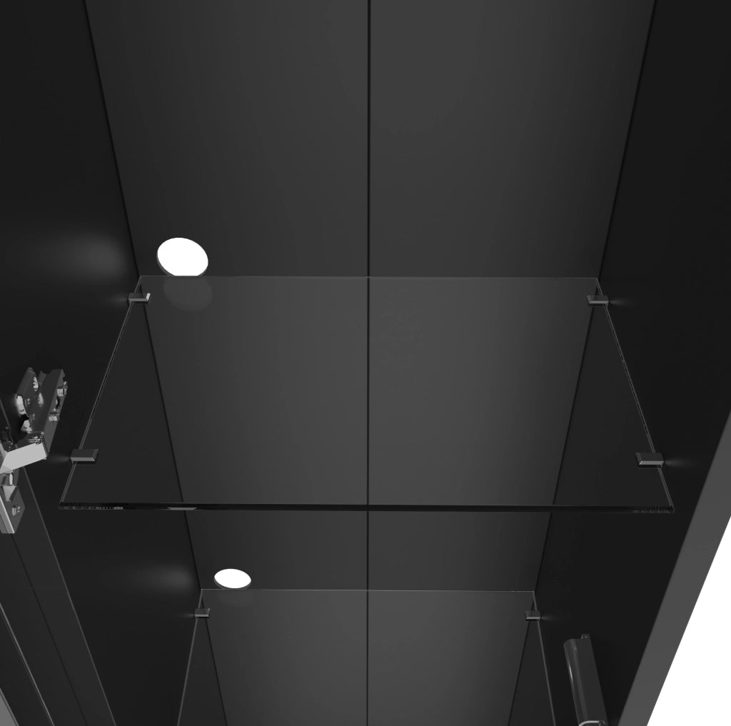 Vetrina multifunzionale in nero 40x29x170 cm con ripiani in vetro, illuminazione LED multicolore e controllo tramite app, da parete