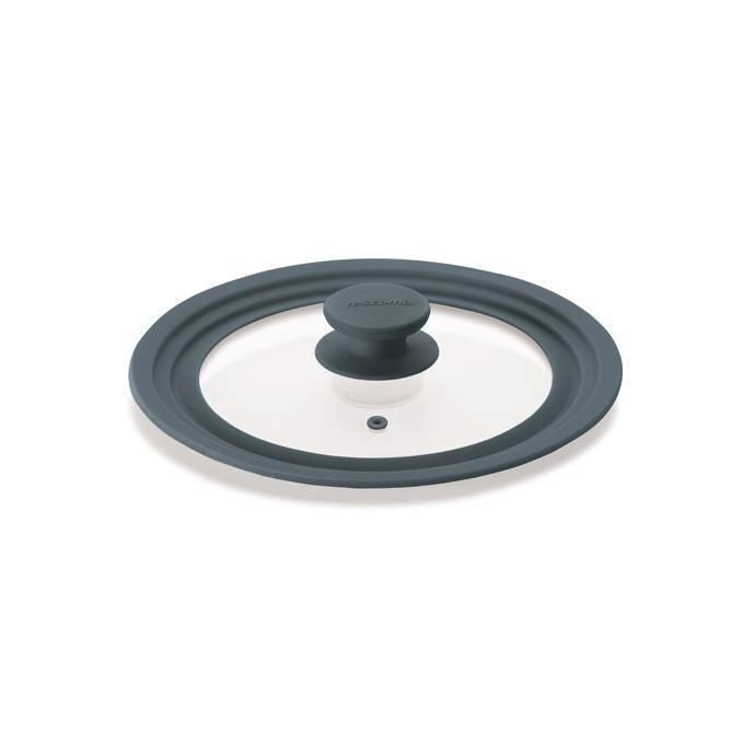 Tescoma 619121 Unicover Coperchio Universale vetro e silicone 20 22 24 cm valvola vapore forno 200°C colore Grigio