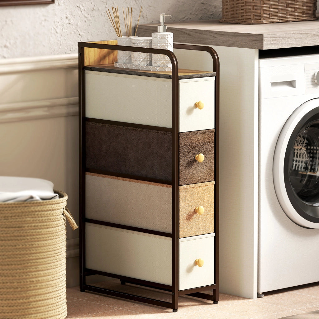 Cassettiera con 4 cassetti in tessuto e struttura in acciaio ¨C Minimal ¨C Multicolore